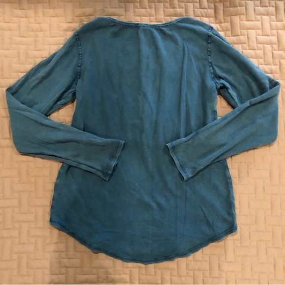 Lucky Crocheted Top bohemian hippie Shirt Blue Womens S-M - Picture 2 of 3